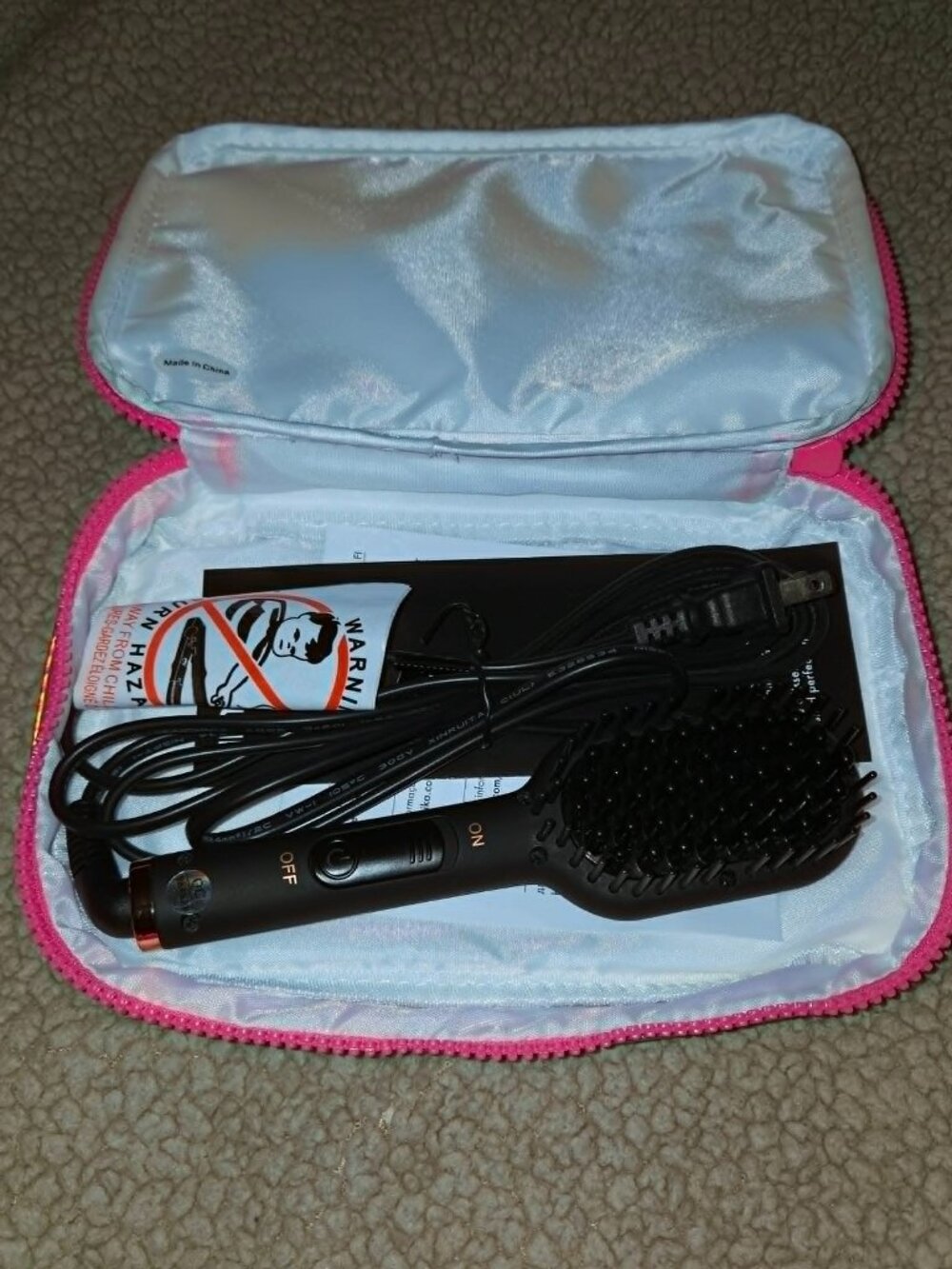 Amika Polished Perfection Mini Straightening Heat Hair Brush Travel Size w Pouch